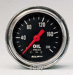 AutoMeter 2422 Traditional Chrome Oil Pressure Gauge 2-1/16 200PSI Mechanical