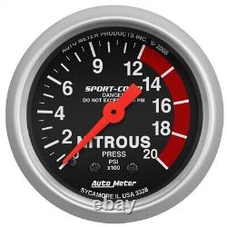 AutoMeter 3328 2-1/16 in. Nitrous Pressure Gauge, 0-2000 PSI, Mechanical, Sport