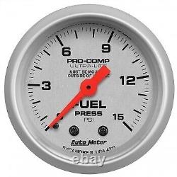 AutoMeter 4311 2-1/16 in. Fuel Pressure Gauge, 0-15 PSI, Mechanical, Ultra Lite