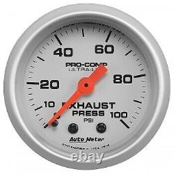 AutoMeter 4326 2-1/16 in. Exhaust Pressure Gauge, 0-100 PSI, Mechanical, Ultra L