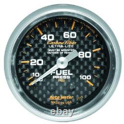 AutoMeter 4712 2-1/16 in. Fuel Pressure Gauge, 0-100 PSI, Mechanical, Carbon Fib