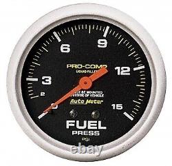 AutoMeter 5411 2-5/8 in. Fuel Pressure, 0-15 PSI, Mechanical, Liquid Filled, Pro
