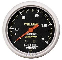 AutoMeter 5411 Pro-Comp Liquid-Filled Mechanical Fuel Pressure Gauge