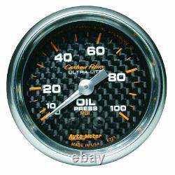 AutoMeter Mechanical Oil Pressure Gauge Carbon Fiber 52mm 100 PSI