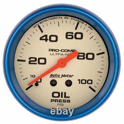 AutoMeter Oil Pressure Gauge Mechanical Ultra-Nite 66.7mm 0-100 PSI