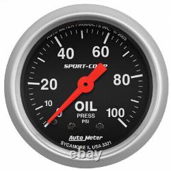 AutoMeter Sport Comp Oil Pressure Gauge Mechanical 52mm 0-100 PSI