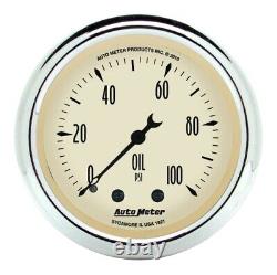 Auto Meter 1821 2-1/16 Oil Pressure Gauge Mechanical Antique Beige