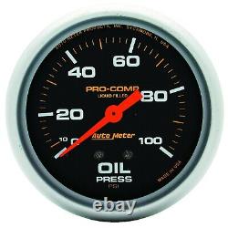 Auto Meter 2-5/8 Oil Pressure 0-100 PSI Mechanical Liquid Filled Pro-Comp 5421
