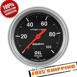 Auto Meter 3421 Sport-Comp Mechanical Oil Pressure Gauge, 2-5/8, 0-100 PSI