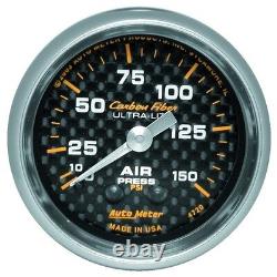 Auto Meter 4720 2-1/16 Air Pressure Gauge 0-150 Psi Mechanical Carbon Fiber