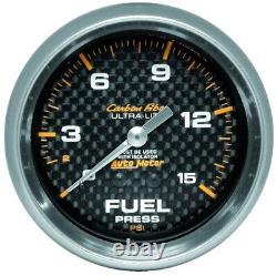 Auto Meter 4811 2-5/8 Fuel Pressure Gauge 0-15 Psi Mechanical Carbon Fiber