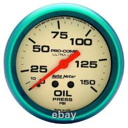 Auto Meter Oil Pressure Gauge 4523 Ultra-Nite 0 to 150 psi 2-5/8 Mechanical