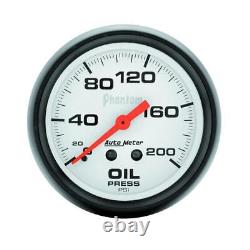 Auto Meter Oil Pressure Gauge 5822 Phantom 0 to 200 psi 2-5/8 Mechanical