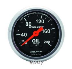 Autometer 3322 Sport-Comp Oil Pressure Gauge, 2-1/16, 200 PSI, Mechanical