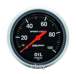 Autometer 3421 Sport-Comp Oil Pressure Gauge, 2-5/8, 100 PSI, Mechanical