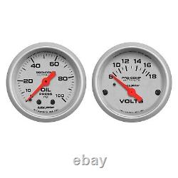 Autometer 4391/4321 Universal Ultra Lite 52.4mm Silver Voltmeter & Oil Pressure