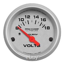 Autometer 4391/4321 Universal Ultra Lite 52.4mm Silver Voltmeter & Oil Pressure