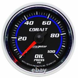Autometer 6121 Cobalt 52mm 100 PSI Mechanical Oil Pressure Gauge