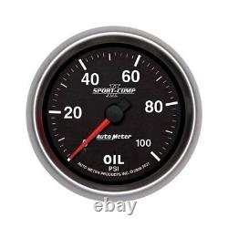 Autometer 7621 Sport-Comp II Mechanical Oil Pressure Gauge 2 5/8 Dia Black Face