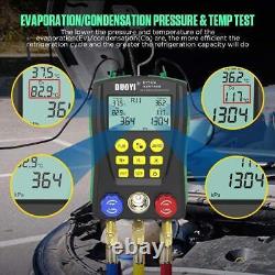 Digital Refrigeration Manifold Gauge Kit HVAC Vacuum Pressure Temperature Tester