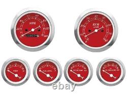 MOTOR METER RACING Classic Red 6 Gauge Set Mechanical Speedometer MPH °F PSI