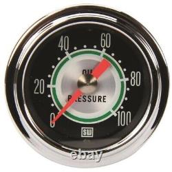 Stewart Warner 360DP Green Line 2-1/16 Mechanical Oil Pressure Gauge