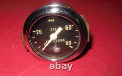 Vintage Stewart Warner 2 1/8 0-80 psi mechanical oil pressure gauge brass SCTA