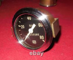 Vintage Stewart Warner 2 1/8 0-80 psi mechanical oil pressure gauge brass SCTA