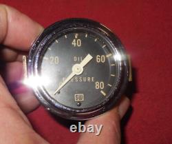 Vintage Stewart Warner 2 1/8 0-80 psi mechanical oil pressure gauge brass SCTA